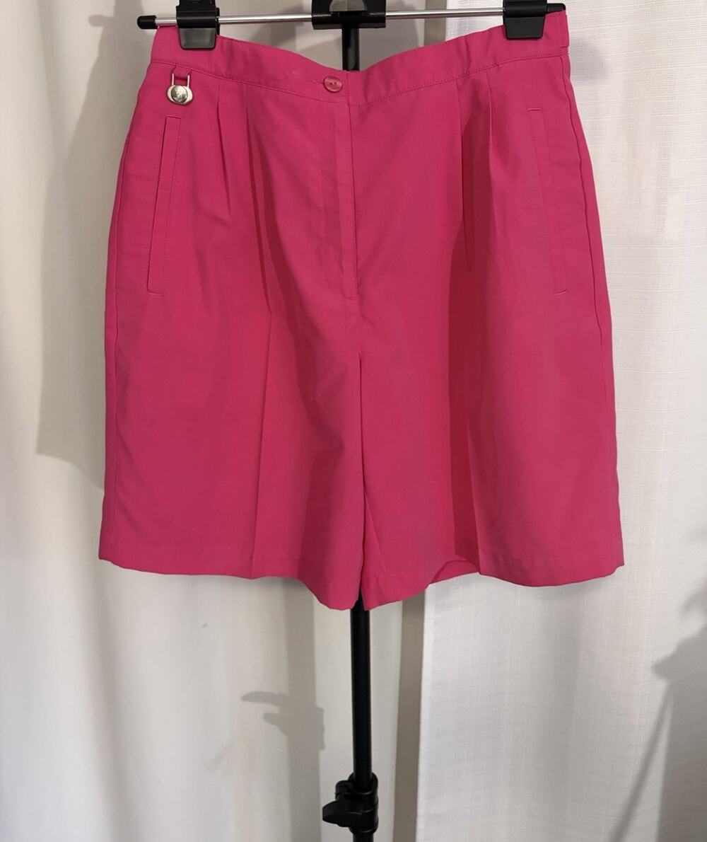 lizgolf Women's Pink Pleated Bermuda Golf Shorts Size 8 Pockets Button #0027